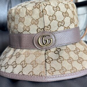 Gucci Monogram Beige and Brown Hat